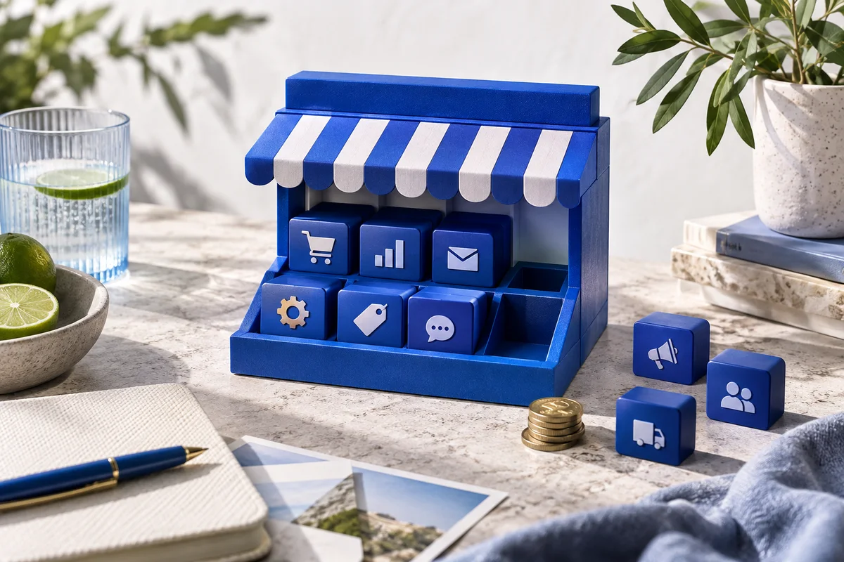 Online shop with selected modular tools and app blocks